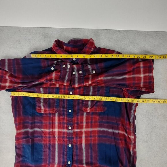 Mossimo Supply Co Blue Red Plaid Cotton Blend Flannel Button Down Shirt Size XXL - Picture 8 of 13